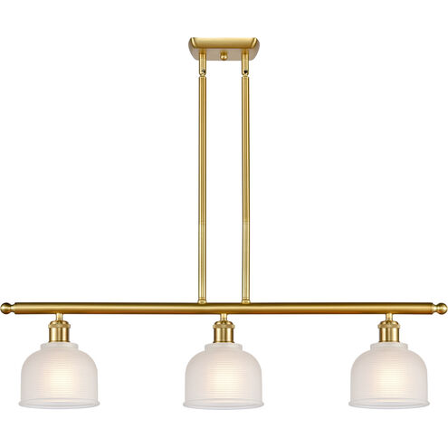Ballston Dayton 3 Light 36 inch Satin Gold Island Light Ceiling Light in White Glass, Ballston