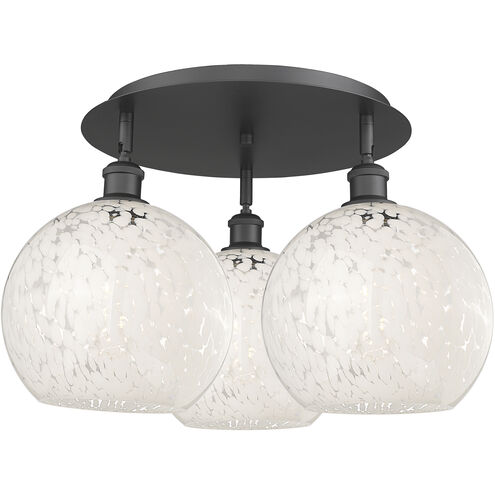 Ballston White Mouchette 3 Light 21.75 inch Matte Black Flush Mount Ceiling Light