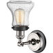 Franklin Restoration Bellmont 1 Light 6.25 inch Polished Nickel/Matte Black Semi-Flush Mount Ceiling Light in Seedy Glass
