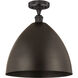 Edison Metal Bristol 1 Light 16 inch Oil Rubbed Bronze Semi-Flush Mount Ceiling Light