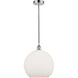 Edison Athens LED 11.75 inch Polished Chrome Mini Pendant Ceiling Light in Matte White Glass