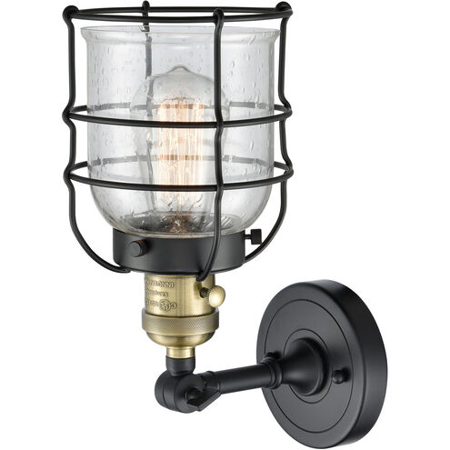 Franklin Restoration Small Bell Cage LED 6 inch Black Antique Brass Sconce Wall Light, Franklin Restoration