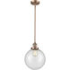 Franklin Restoration Beacon 1 Light 10 inch Antique Copper Mini Pendant Ceiling Light in Incandescent, Seedy, Franklin Restoration