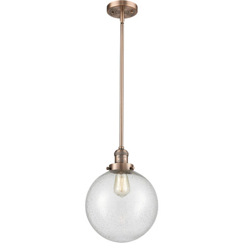 Franklin Restoration Beacon 1 Light 10 inch Antique Copper Mini Pendant Ceiling Light in Incandescent, Seedy, Franklin Restoration
