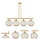 Ballston Large Farmhouse Rope 4 Light 48 inch Satin Gold Island Light Ceiling Light in Clear Glass with Brown Rope, Ballston