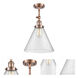 Franklin Restoration X-Large Cone LED 12 inch Antique Copper Semi-Flush Mount Ceiling Light in Seedy Glass, Franklin Restoration