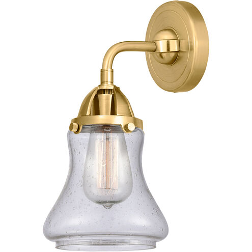 Nouveau 2 Bellmont LED 6 inch Satin Gold Sconce Wall Light in Seedy Glass