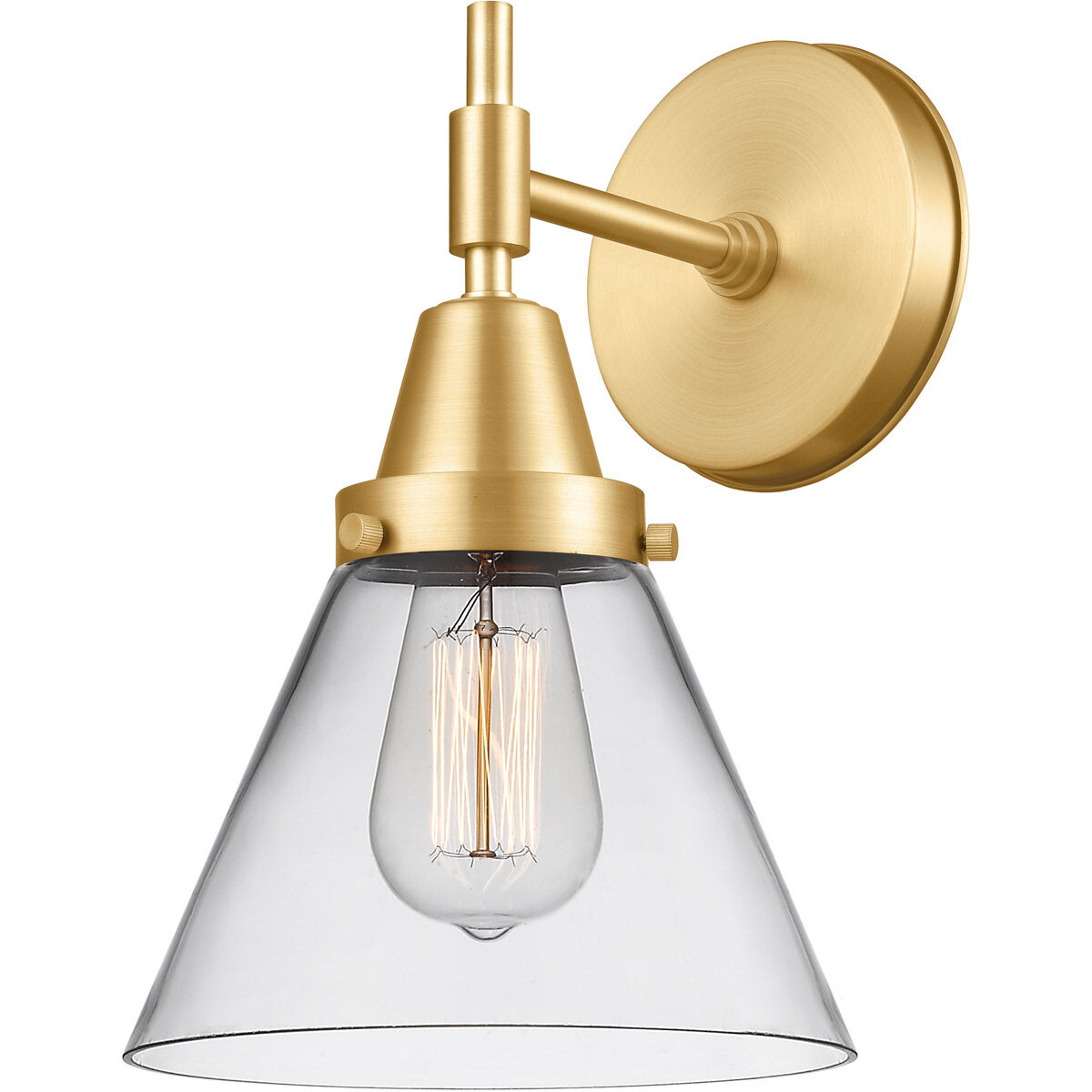 Caden LED 7.75 inch Satin Gold Sconce Wall Light in Clear Glass