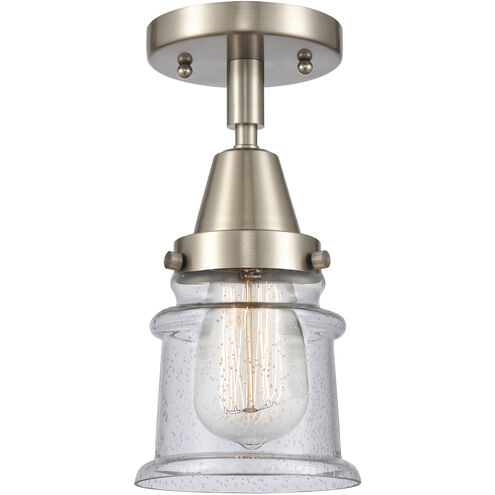 Franklin Restoration Small Canton 1 Light 6 inch Brushed Satin Nickel Flush Mount Ceiling Light in Seedy Glass