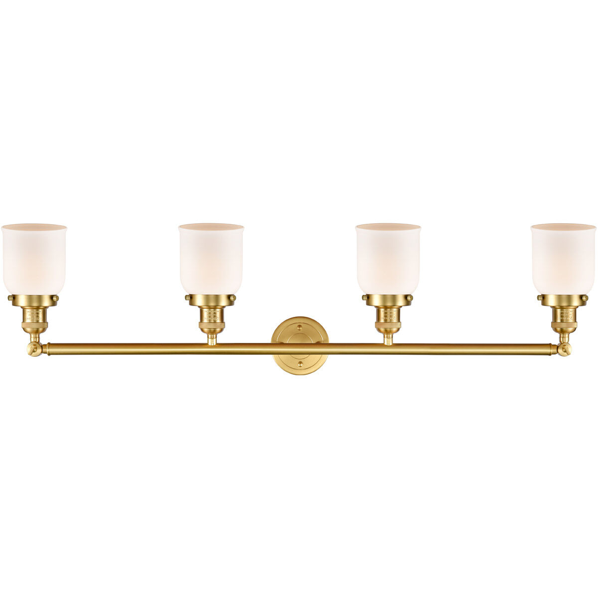 Franklin Restoration Small Bell LED 42 inch Satin Gold Bath Vanity Light Wall Light in Matte White Glass, Franklin Restoration