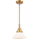 Franklin Restoration Caden LED 8 inch Satin Gold Mini Pendant Ceiling Light in Matte White Glass