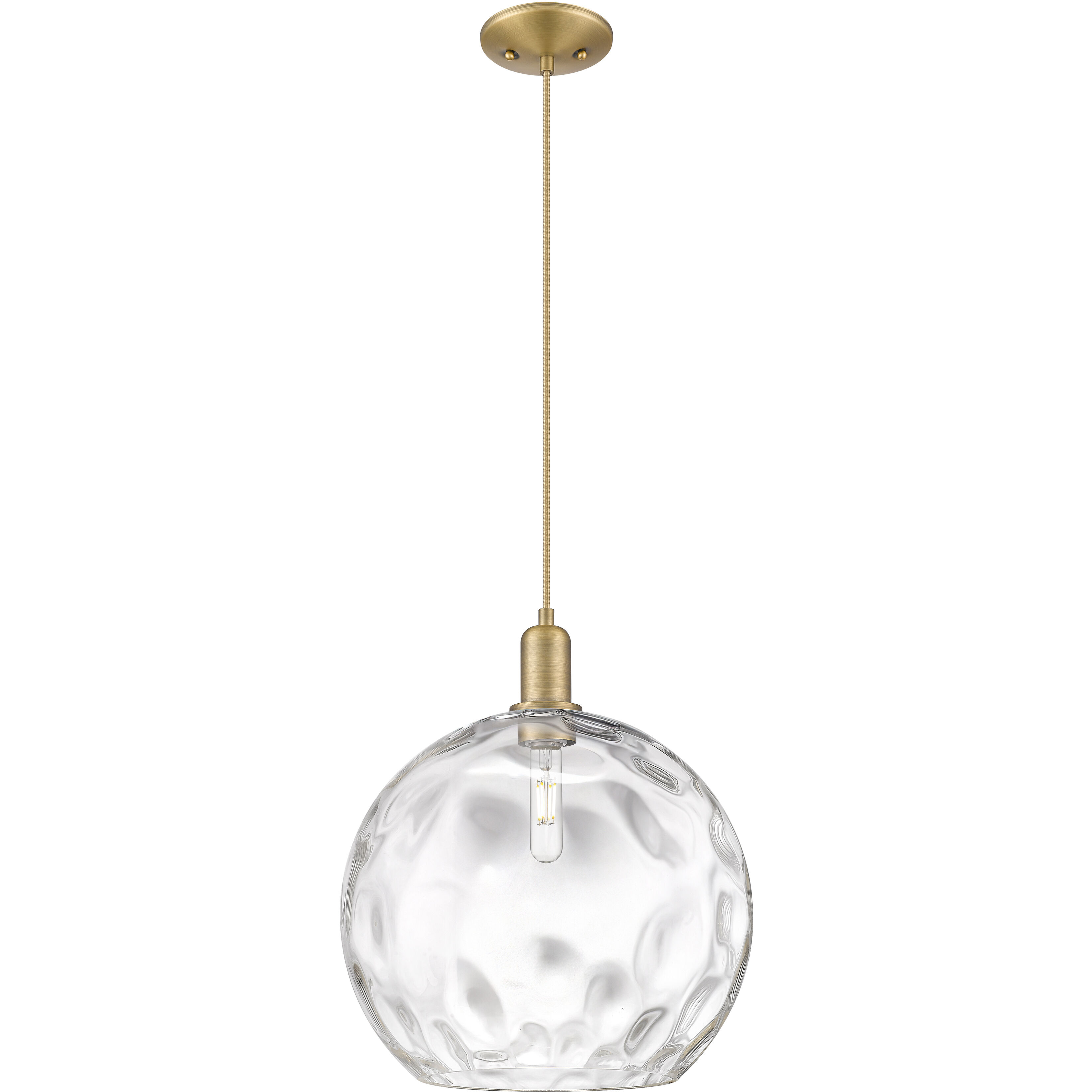 Arcadia Athens Water Glass 1 Light 13 inch Brushed Brass Mini Pendant Ceiling Light