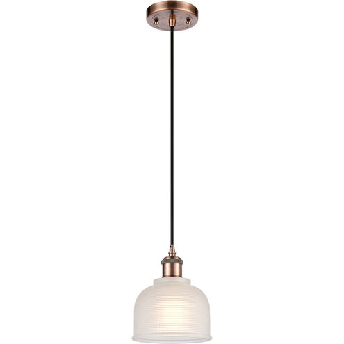 Ballston Dayton 1 Light 6 inch Antique Copper Mini Pendant Ceiling Light in White Glass, Ballston