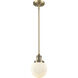 Franklin Restoration Beacon LED 6 inch Brushed Brass Mini Pendant Ceiling Light in Matte White, Franklin Restoration