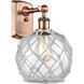 Ballston Farmhouse Rope LED 8 inch Antique Copper Sconce Wall Light in Clear Glass with White Rope, Ballston