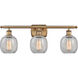 Ballston Belfast 3 Light 26 inch Brushed Brass Bath Vanity Light Wall Light in Clear Crackle Glass, Ballston