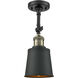 Franklin Restoration Addison LED 5 inch Black Antique Brass Semi-Flush Mount Ceiling Light in Matte Black, Franklin Restoration