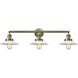 Franklin Restoration Halophane 3 Light 33 inch Antique Brass Bath Vanity Light Wall Light in Incandescent, Matte White Halophane Glass, Franklin Restoration