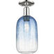 Downtown Urban Brookhaven Cloche 1 Light 7 inch Polished Nickel Semi-Flush Mount Ceiling Light in Sapphire Blue Glass