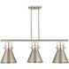 Newton Cone 3 Light 42 inch Satin Nickel Island Light With Curved Shade Holder Ceiling Light