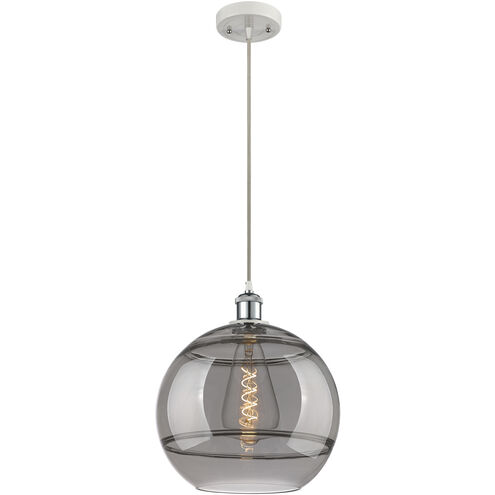 Ballston Rochester 1 Light 12 inch White Polished Chrome Cord Hung Mini Pendant Ceiling Light