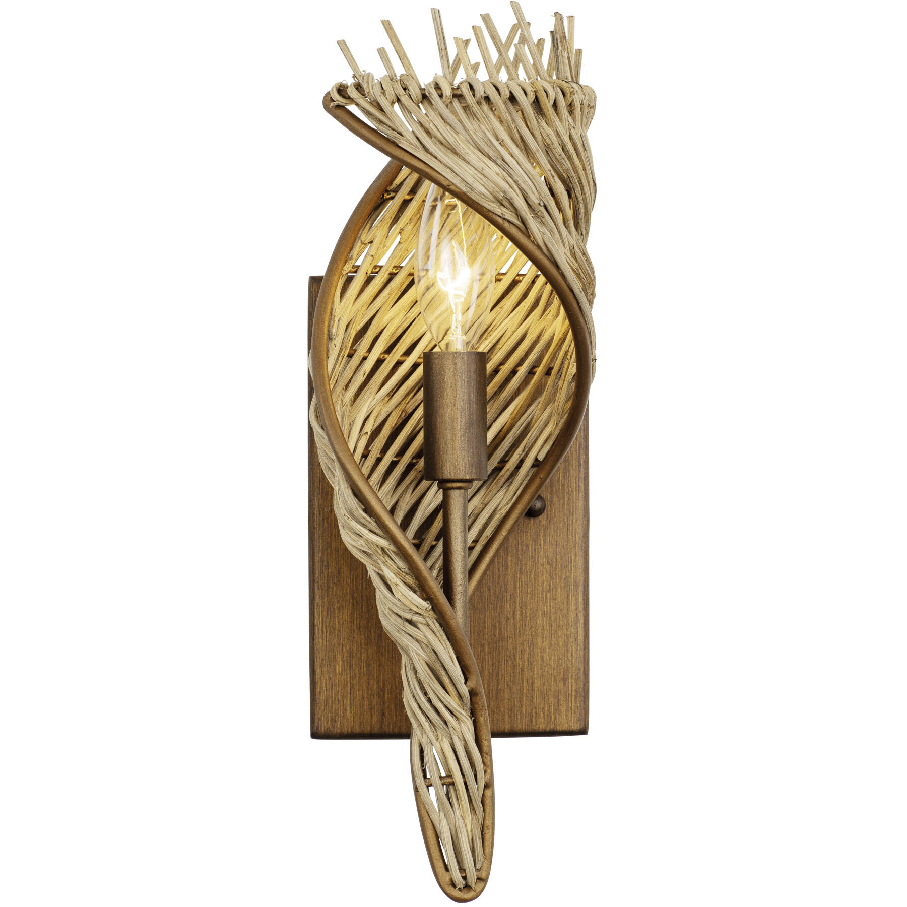 Flow 1 Light 5.5 inch Baguette and Natural Rattan Right Sconce Wall Light, Smithsonian Collaboration