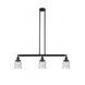 Franklin Restoration Small Bell 3 Light 38 inch Matte Black Island Light Ceiling Light in Seedy Glass, Franklin Restoration