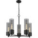 Bolivar 5 Light 25 inch Matte Black Chandelier Ceiling Light in Plated Smoke Glass