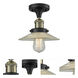Franklin Restoration Halophane LED 9 inch Black Antique Brass Semi-Flush Mount Ceiling Light in Clear Halophane Glass, Franklin Restoration
