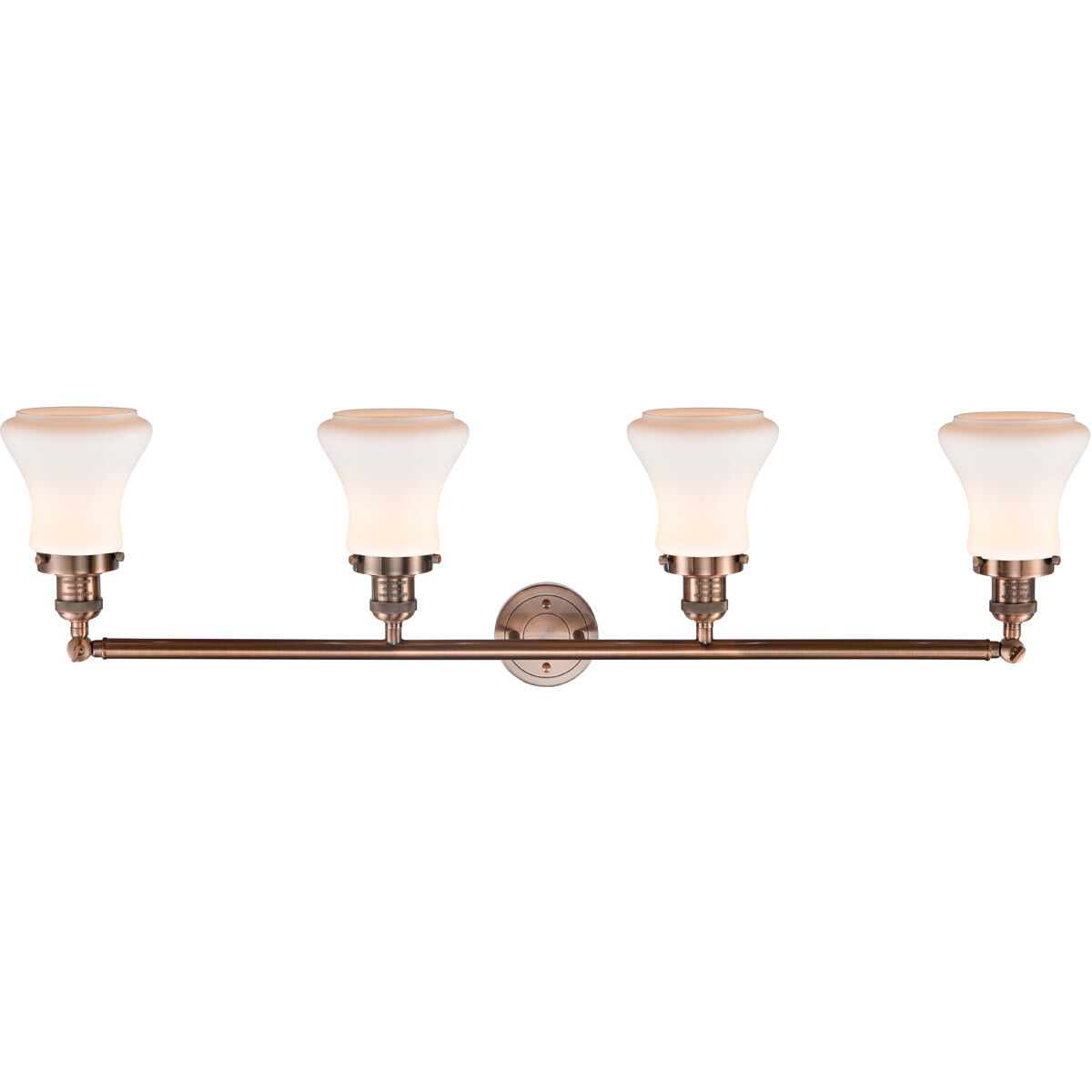 Franklin Restoration Bellmont LED 42 inch Antique Copper Bath Vanity Light Wall Light in Matte White Glass, Franklin Restoration