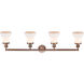 Franklin Restoration Bellmont LED 42 inch Antique Copper Bath Vanity Light Wall Light in Matte White Glass, Franklin Restoration