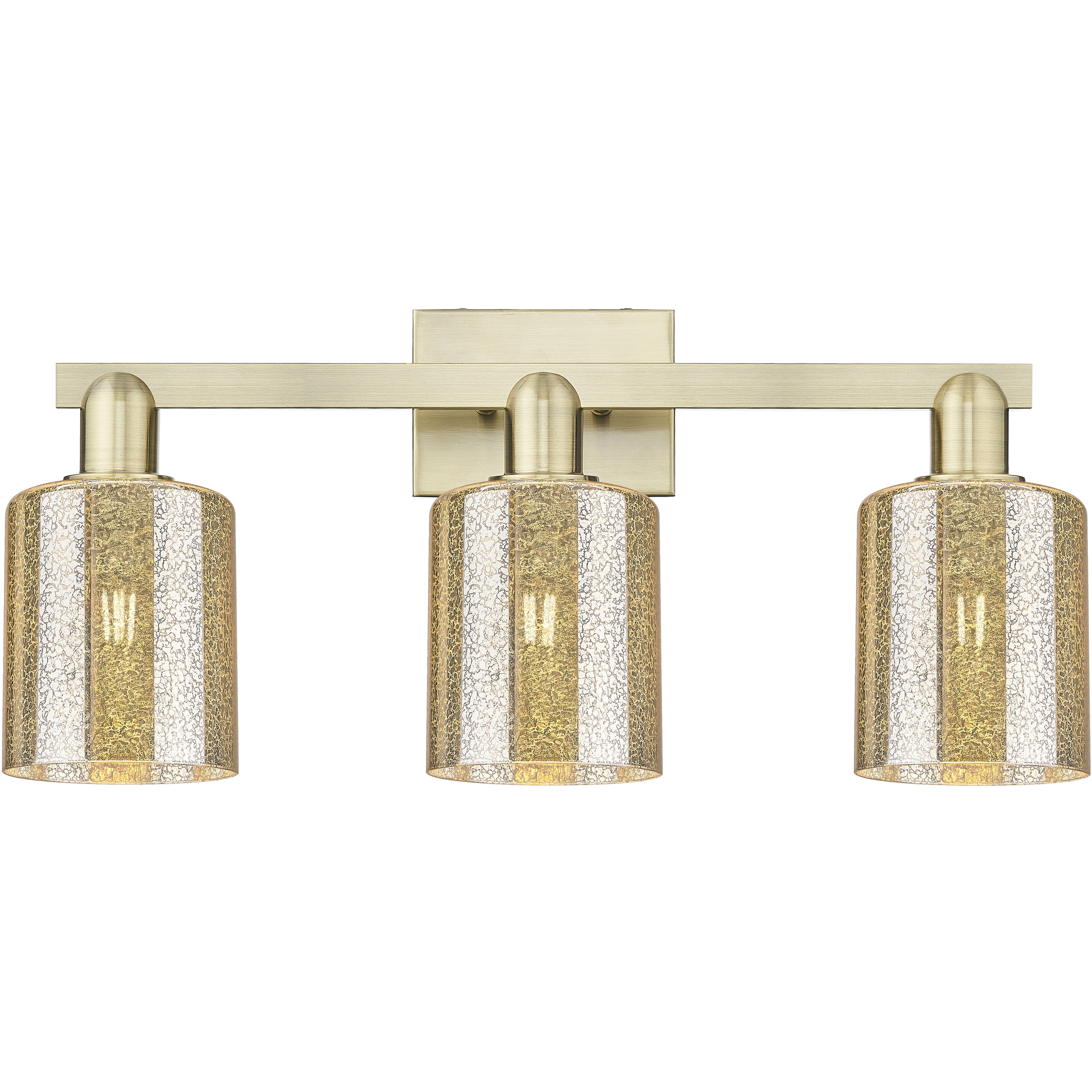 Arcadia Cobbleskill 3 Light 24 inch Antique Brass Bath Vanity Light Wall Light in Mercury