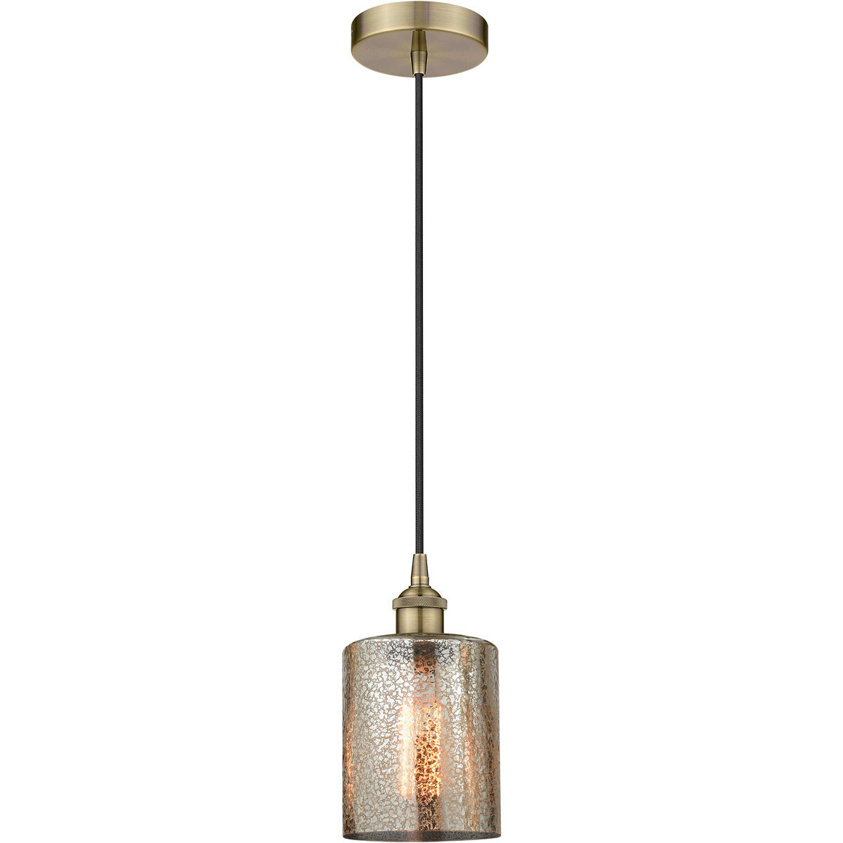 Edison Cobbleskill LED 5 inch Antique Brass Mini Pendant Ceiling Light