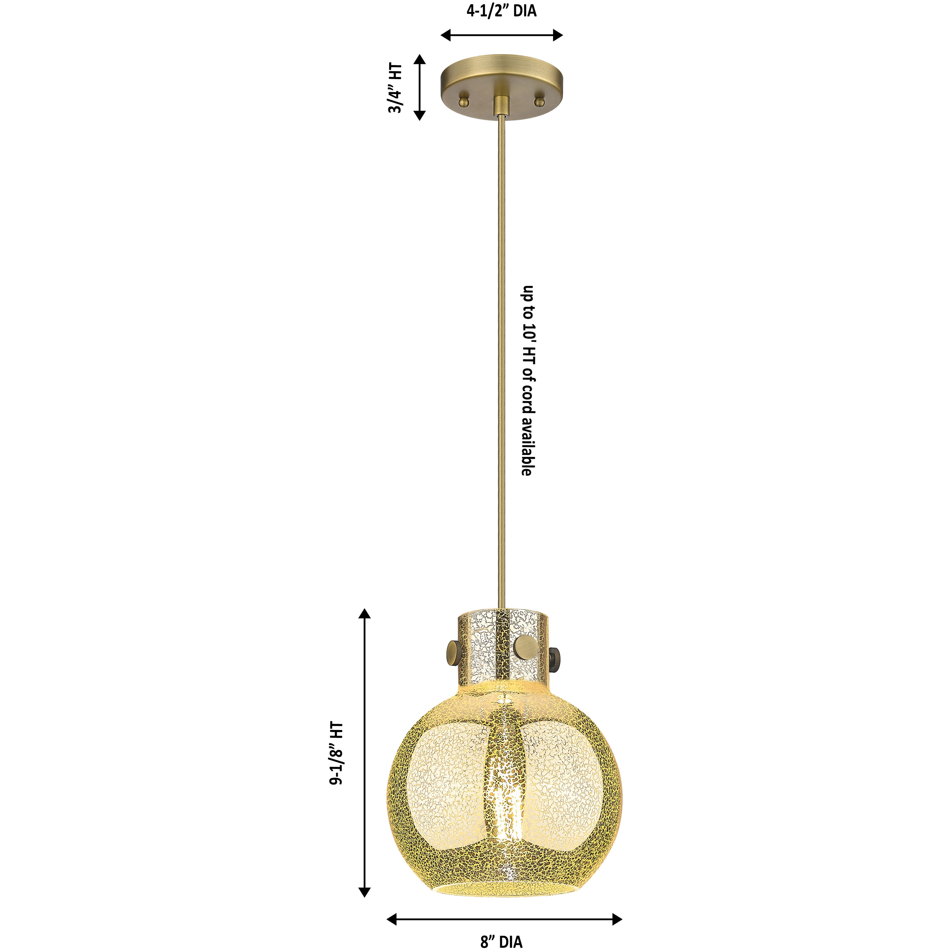Downtown Urban Newton Sphere 1 Light 8 inch Brushed Brass Mini Pendant Ceiling Light in Plated Smoke