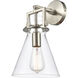 Newton Cone Sconce Wall Light in Satin Nickel, Clear Glass