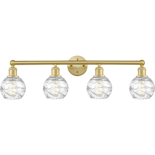 Athens Deco Swirl 4 Light 33 inch Satin Gold and Clear Deco Swirl Bath Vanity Light Wall Light