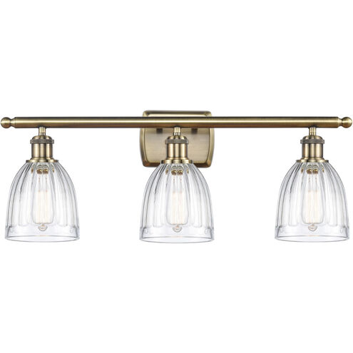 Ballston Brookfield 3 Light 26 inch Antique Brass Bath Vanity Light Wall Light in Incandescent, Clear Glass, Ballston