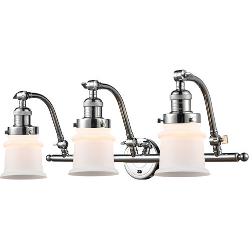 Franklin Restoration Small Canton LED 28 inch Polished Chrome Bath Vanity Light Wall Light in Matte White Glass, Franklin Restoration