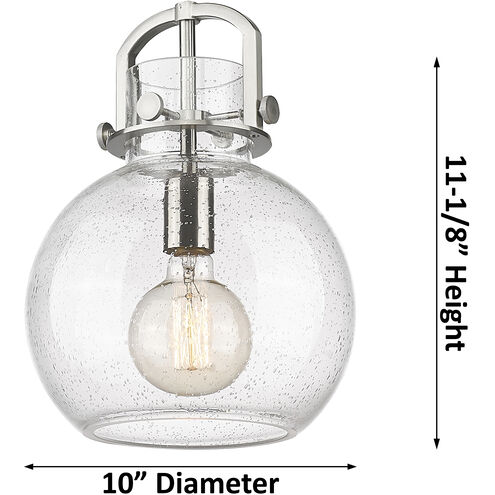 Newton Sphere 1 Light 10 inch Matte Black Mini Pendant Ceiling Light in Clear Glass