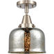 Franklin Restoration Large Bell 1 Light 8 inch Brushed Satin Nickel Flush Mount Ceiling Light in Silver Plated Mercury Glass