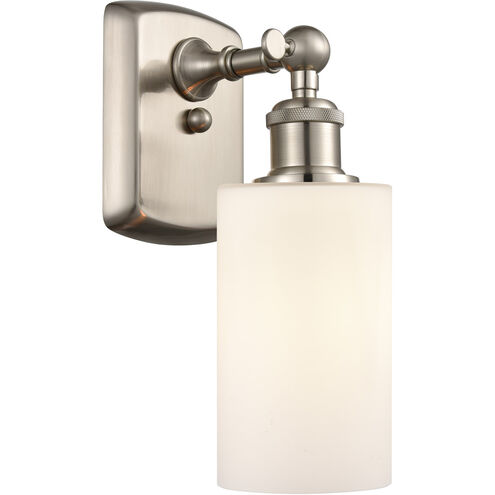 Ballston Clymer LED 3.88 inch Brushed Satin Nickel Sconce Wall Light in Matte White Glass, Ballston