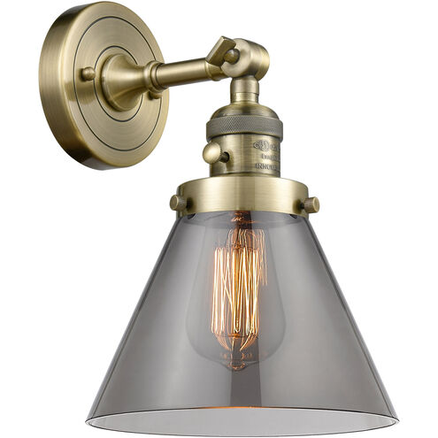 Franklin Restoration Large Cone LED 8 inch Antique Brass Sconce Wall Light, Franklin Restoration