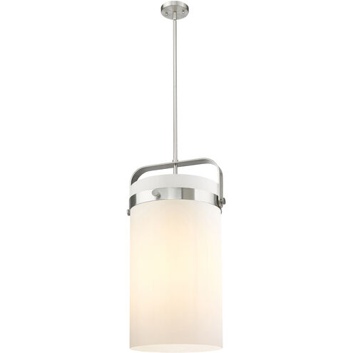 Pilaster 4 Light 13.38 inch Satin Nickel Pendant Ceiling Light in Matte White Glass