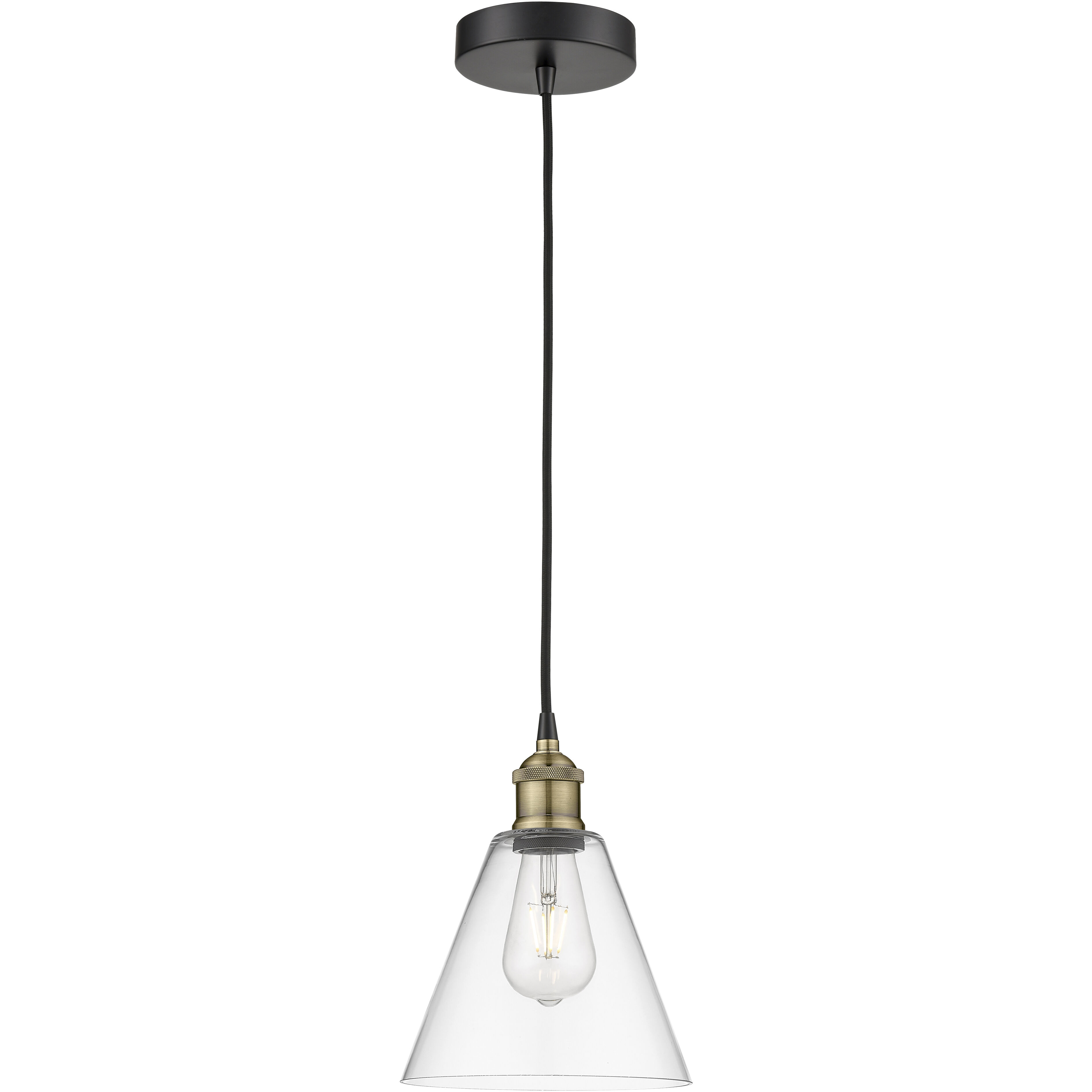 Berkshire 1 Light 8 inch Black Antique Brass Mini Pendant Ceiling Light