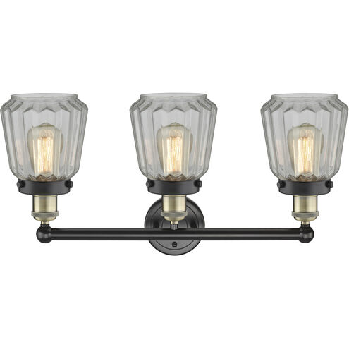 Chatham 3 Light 24.5 inch Black Antique Brass and Clear Bath Vanity Light Wall Light