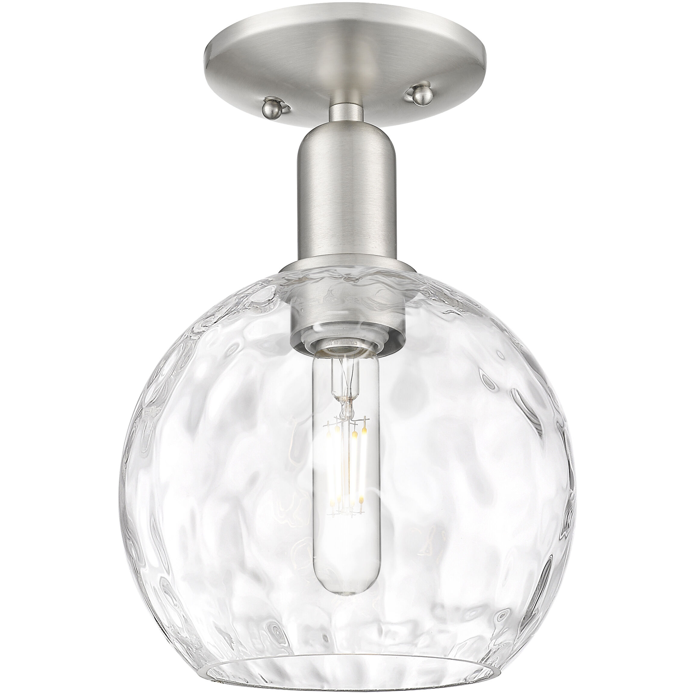 Arcadia Athens Water Glass 1 Light 8 inch Brushed Satin Nickel Semi-Flush Mount Ceiling Light