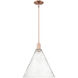 Arcadia Berkshire Glass 1 Light 16 inch Antique Copper Mini Pendant Ceiling Light in Seedy