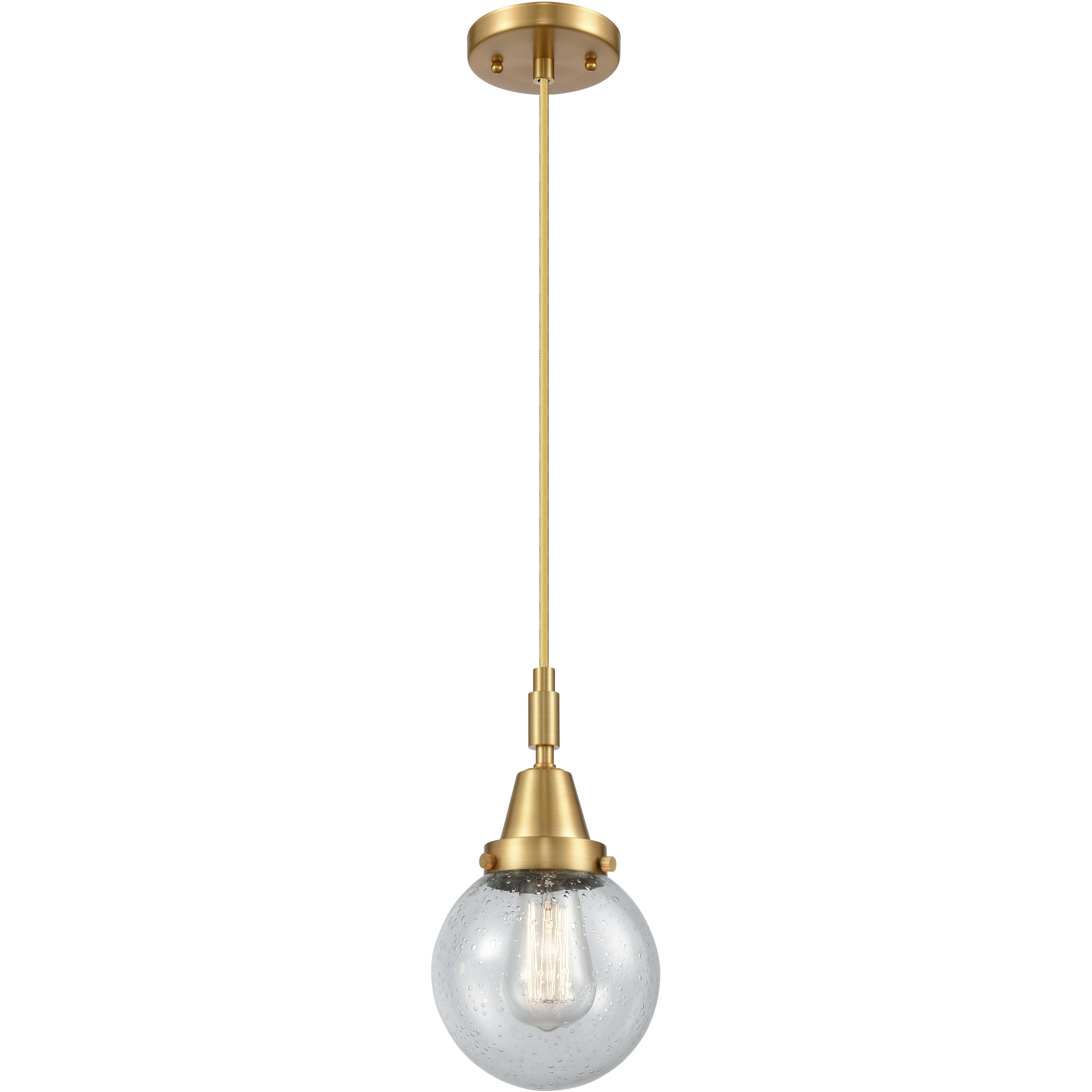 Beacon 1 Light 6 inch Satin Gold Mini Pendant Ceiling Light in Seedy Glass