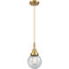 Beacon 1 Light 6 inch Satin Gold Mini Pendant Ceiling Light in Seedy Glass