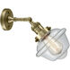 Franklin Restoration Small Oxford 1 Light 8 inch Antique Brass Sconce Wall Light in Incandescent, Clear Glass, Franklin Restoration